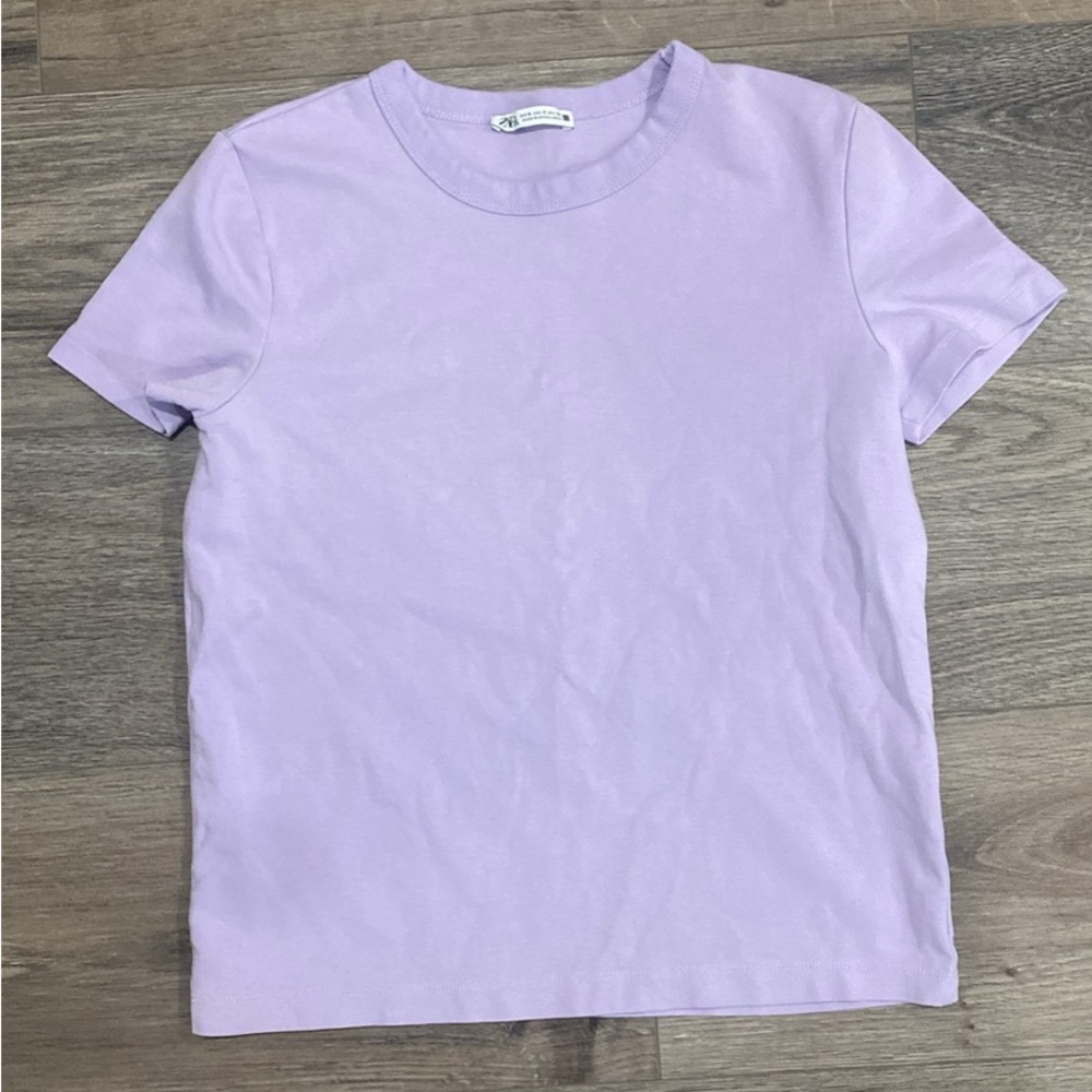Zara Light Purple Crew Neck Tee